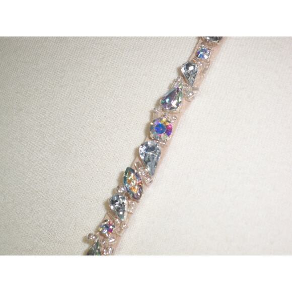 Rhinestone beaded Bridal shoulder strap Beaded Detachable beige spaghetti straps - Picture 4 of 7